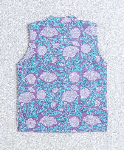 The-Magic-Wand-Cotton-Woven-Full-Sleeves-Floral-Printed-Kurta-&-Pyjama-with-Jacket-Set--Purple