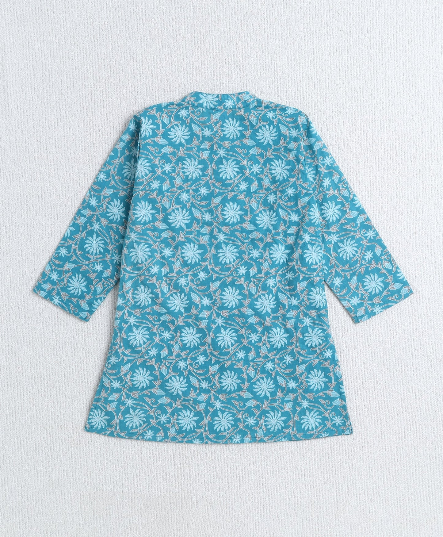 The-Magic-Wand-Cotton-Woven-Full-Sleeves-Floral-Printed-Kurta-&-Pyjama-with-Jacket-Set--Sea-Green