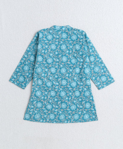 The-Magic-Wand-Cotton-Woven-Full-Sleeves-Floral-Printed-Kurta-&-Pyjama-with-Jacket-Set--Sea-Green