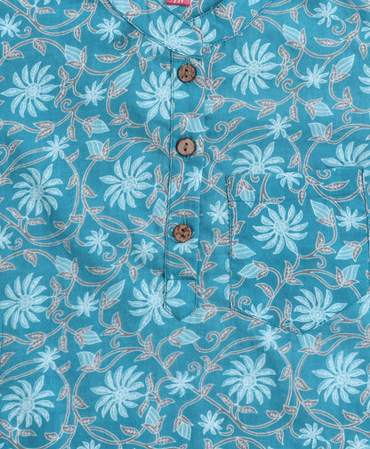 The-Magic-Wand-Cotton-Woven-Full-Sleeves-Floral-Printed-Kurta-&-Pyjama-with-Jacket-Set--Sea-Green