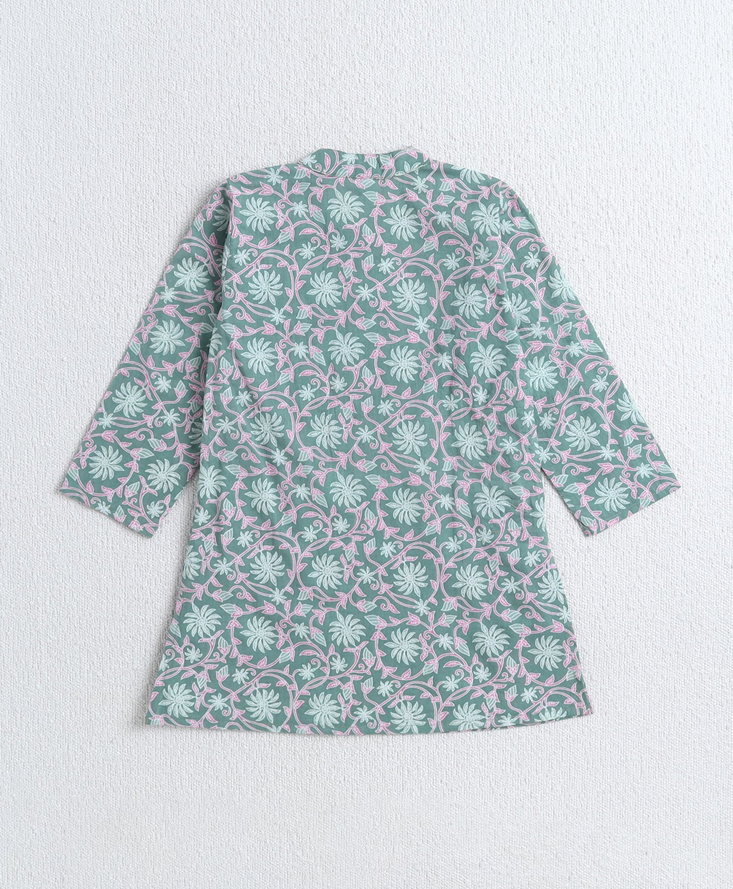 The-Magic-Wand-Cotton-Woven-Full-Sleeves-Floral-Printed-Kurta-&-Pyjama-with-Jacket-Set--Green
