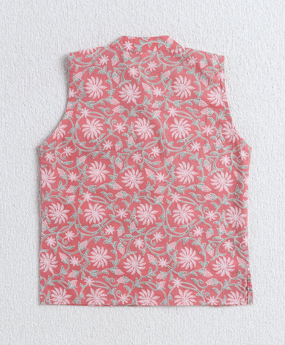 The-Magic-Wand-Cotton-Woven-Full-Sleeves-Floral-Printed-Kurta-&-Pyjama-with-Jacket-Set--Peach