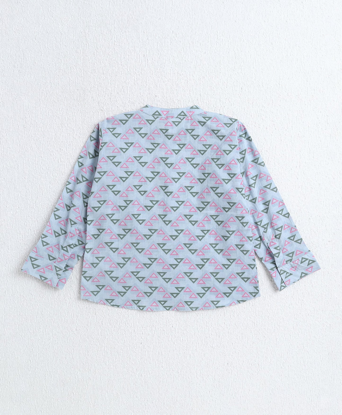 Cotton Woven Full Sleeves AII Over Printed Short Kurta- Grey