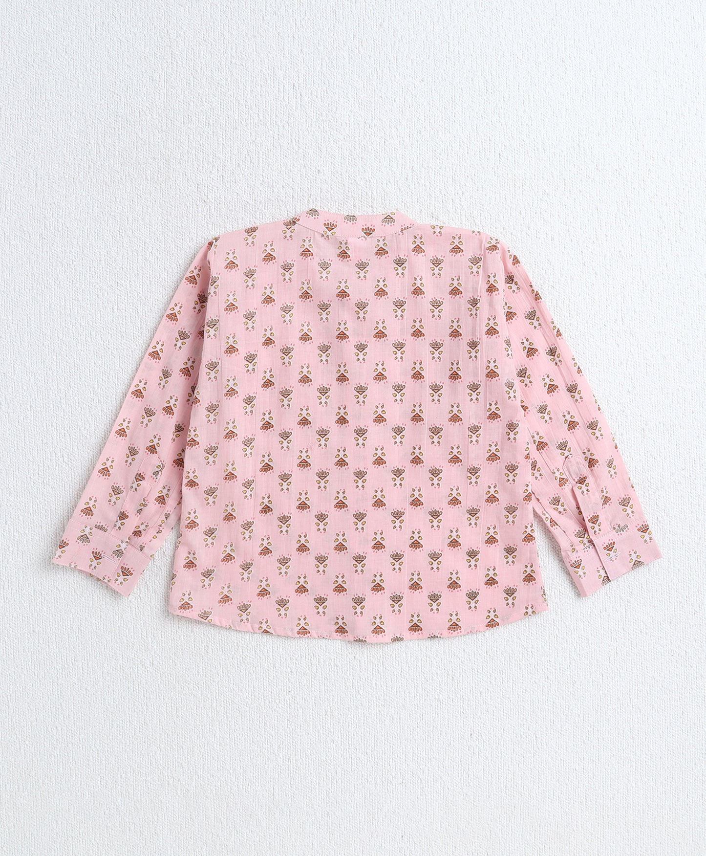 The Magic Wand Cotton Woven Full Sleeves AII Over Printed Short Kurta- Pink