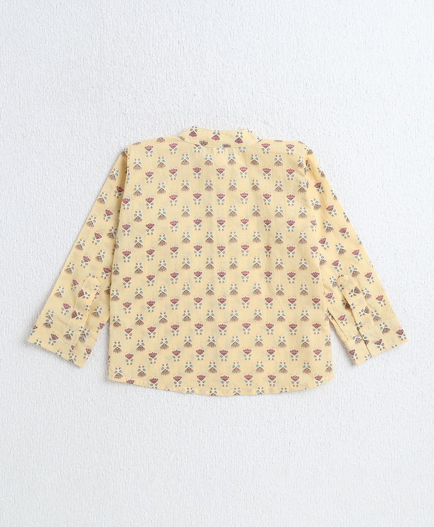 The Magic Wand Cotton Woven Full Sleeves AII Over Printed Short Kurta- Yellow