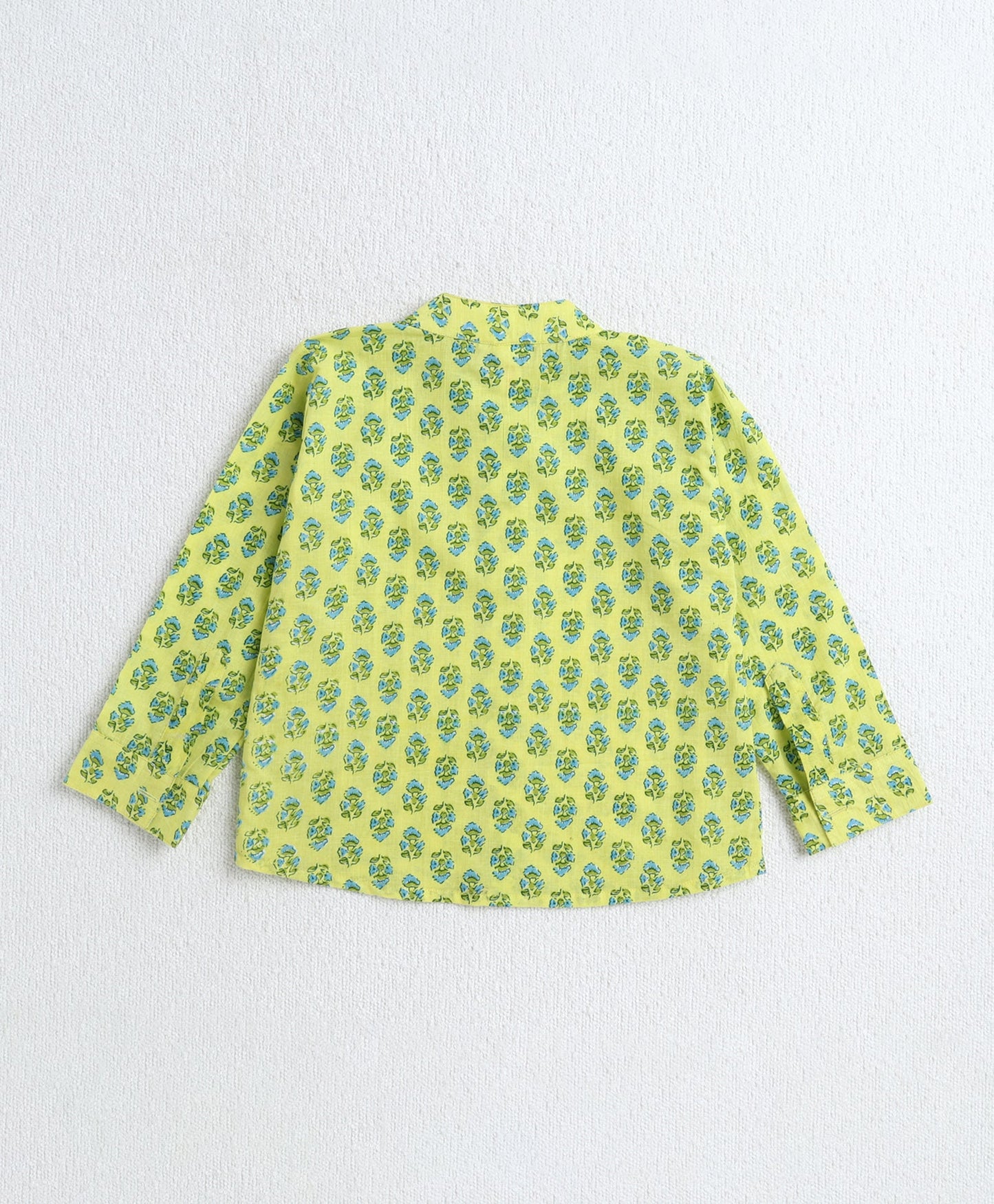 The Magic Wand Cotton Woven Full Sleeves AII Over Printed Short Kurta- Green