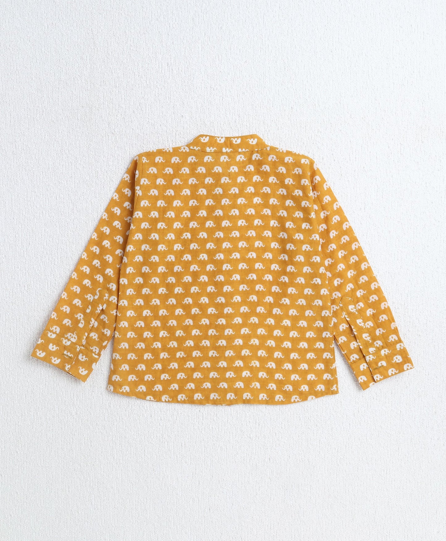 Cotton Woven Full Sleeves AII Over Printed Short Kurta- Mustard