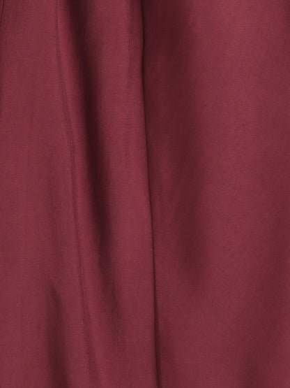 Chanderi Sleeveless Striped Lace Embellished Kurta & Salwar Set - Maroon