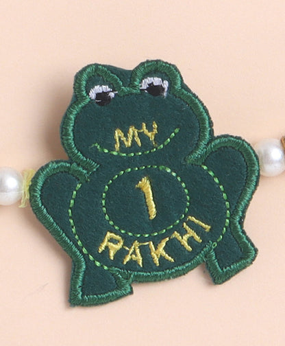 The Magic Wand Trendy Frog Applique My First Rakhi - Bottle Green