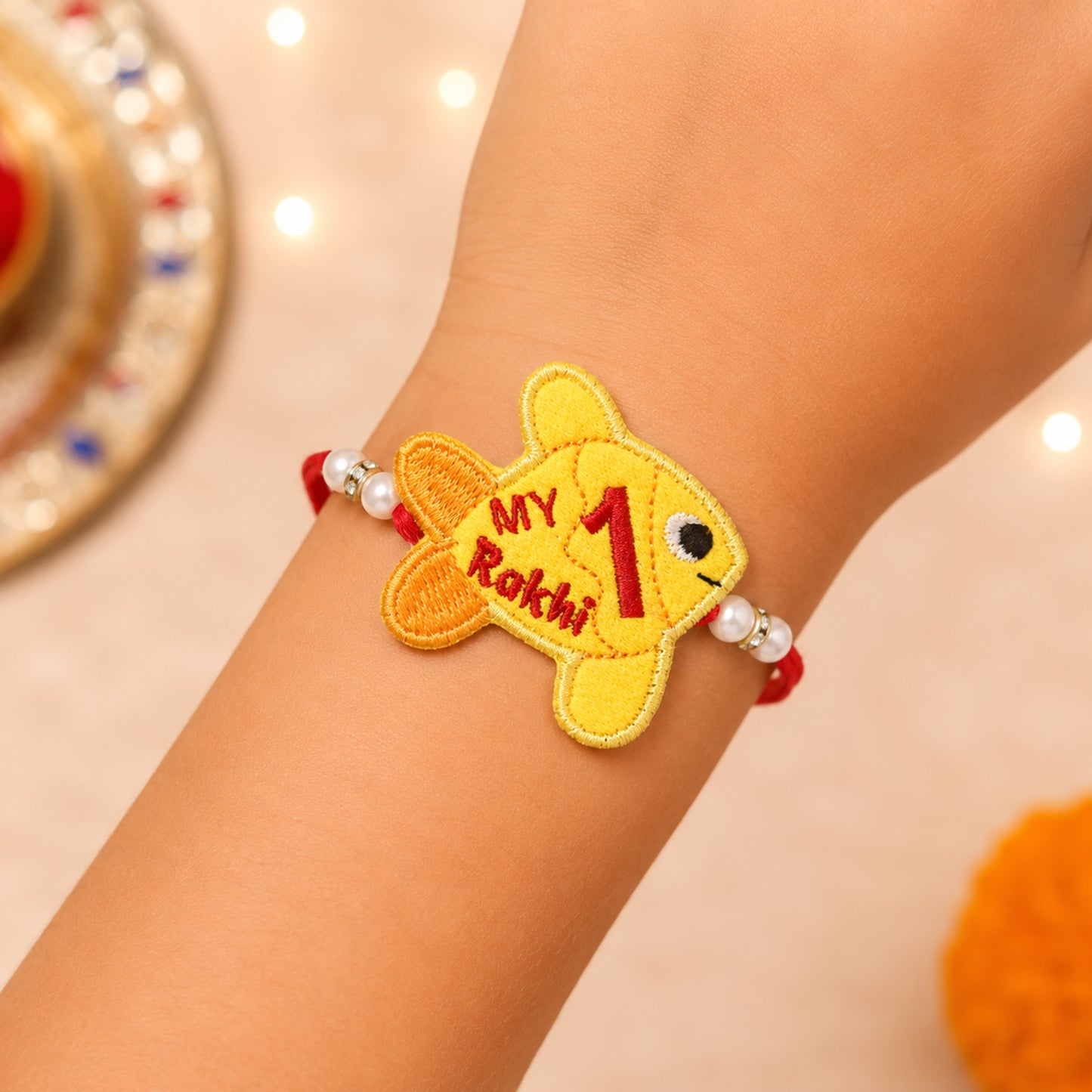 The Magic Wand Fish Applique My First Rakhi - Yellow