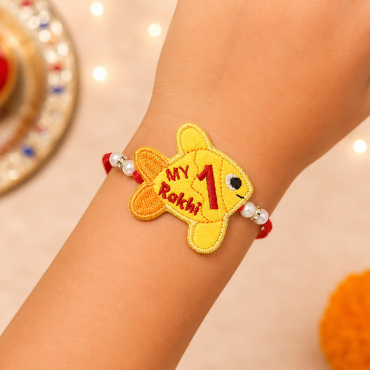 The Magic Wand Fish Applique My First Rakhi - Yellow