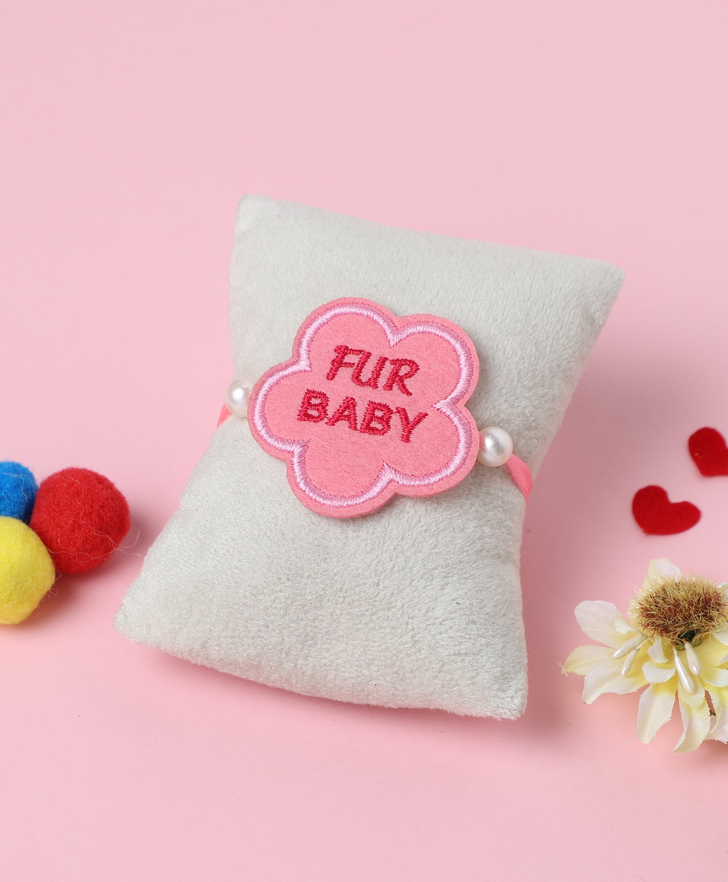 The Magic Wand Fur Baby Embroidered Patch Rakhi - Pink