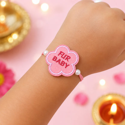 The Magic Wand Fur Baby Embroidered Patch Rakhi - Pink