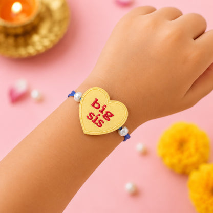 The Magic Wand Big Sis Heart Shaped Rakhi - Yellow