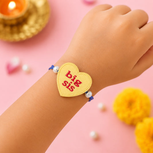 The Magic Wand Big Sis Heart Shaped Rakhi - Yellow