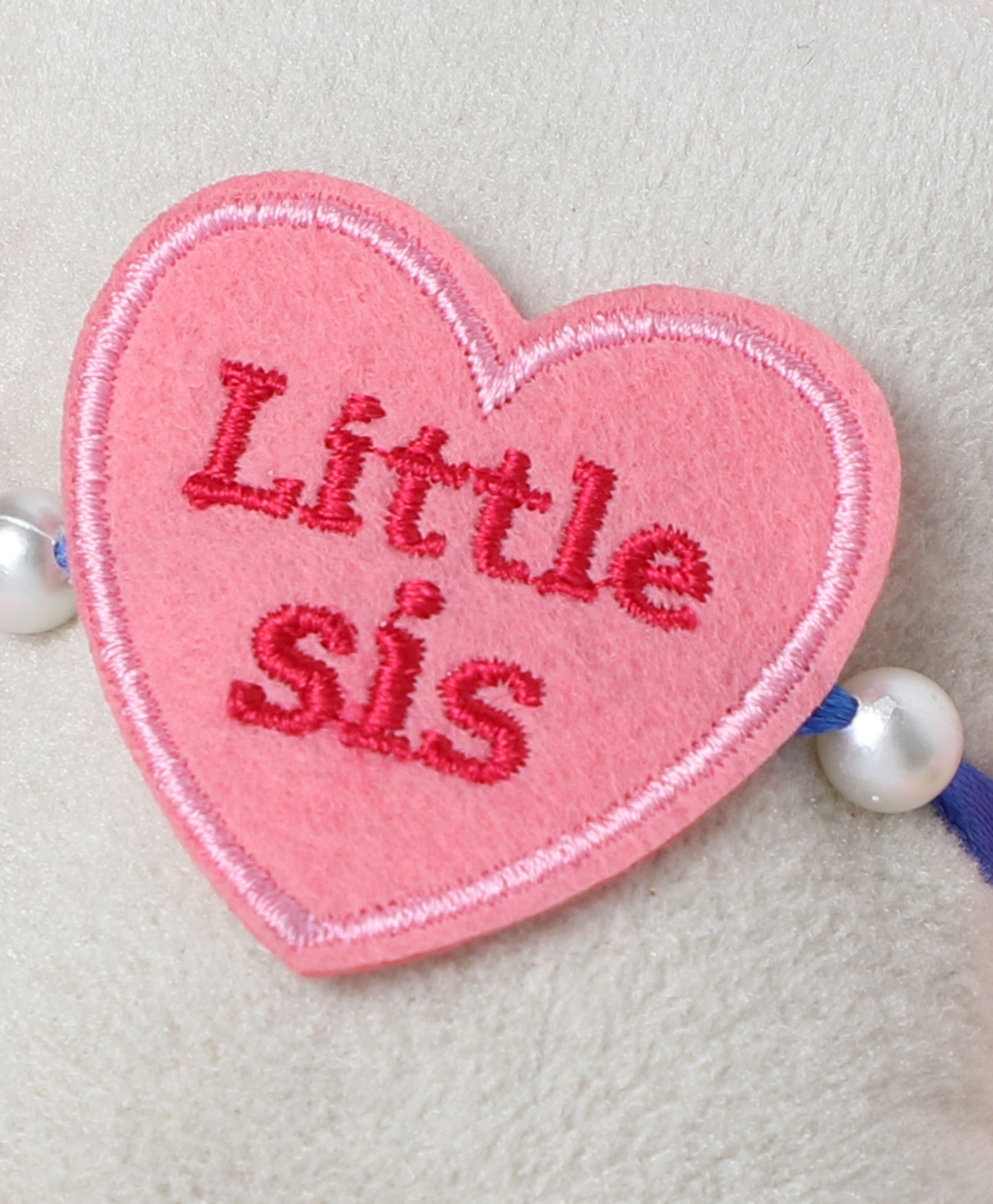 The Magic Wand Little Sis Embroidered Heart Shaped Patch Rakhi - Pink