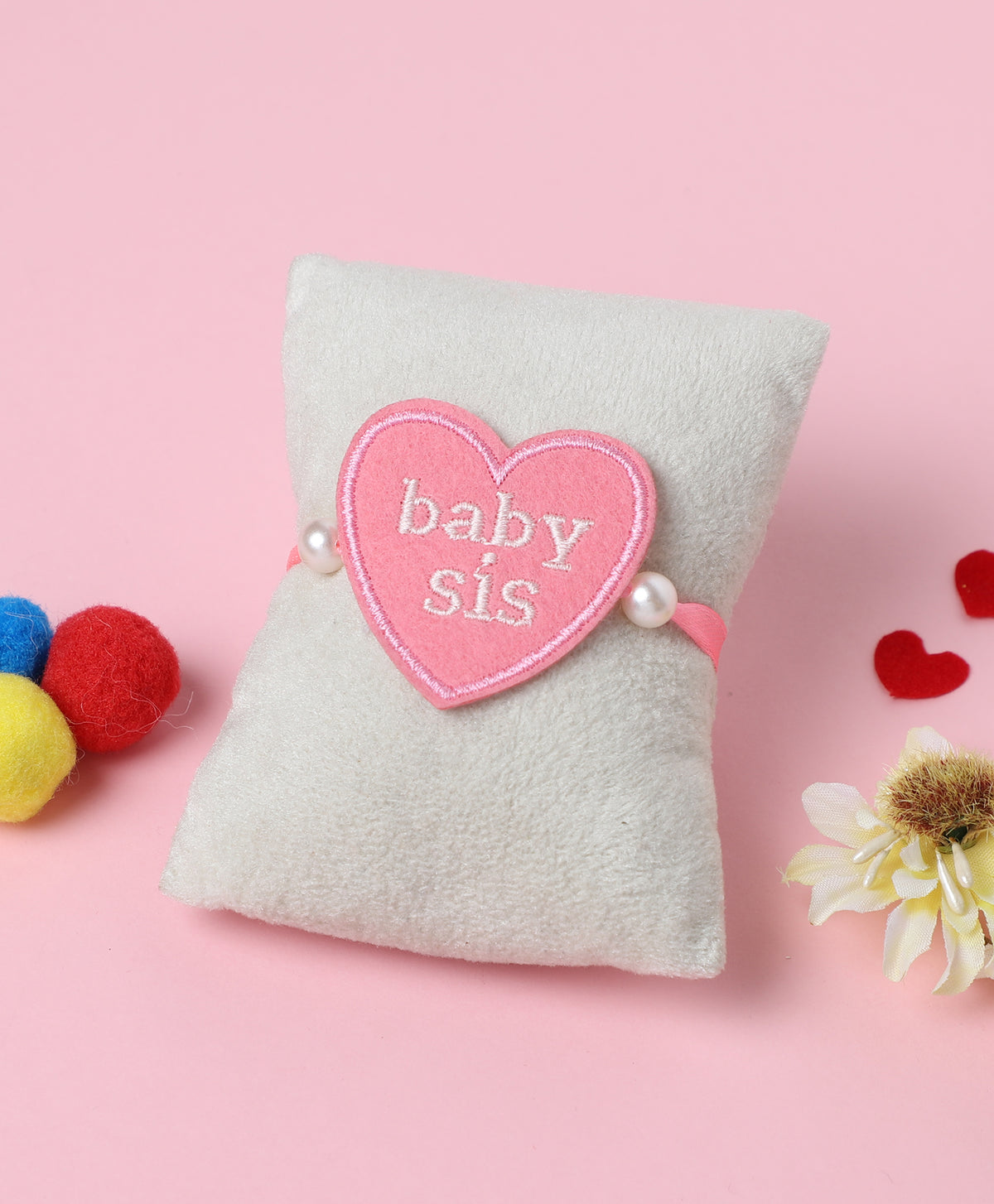 The Magic Wand Baby Sis Heart Shaped Rakhi - Pink