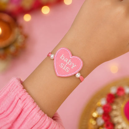 The Magic Wand Baby Sis Heart Shaped Rakhi - Pink