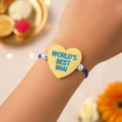 The Magic Wand World's Best Bhai Heart Shaped Rakhi - Yellow
