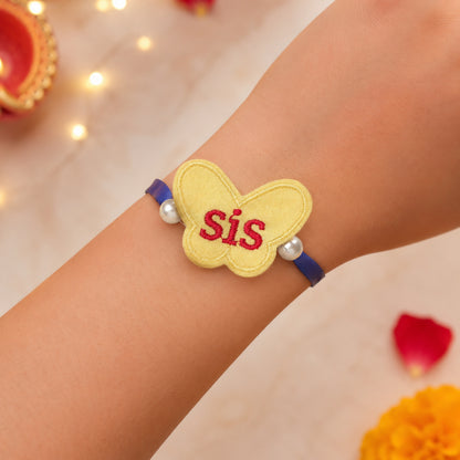 The Magic Wand Cute Butterfly Shaped Sis Rakhi - White