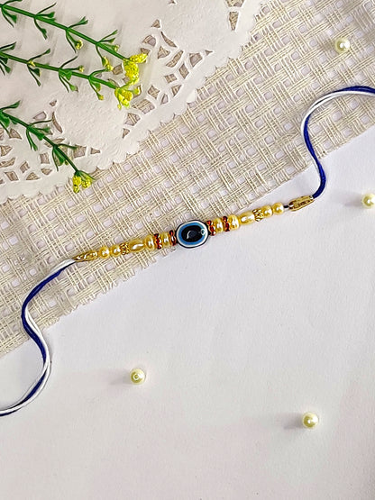 The Magic Wand Trendy Evil Eye Beaded Rakhi - Blue