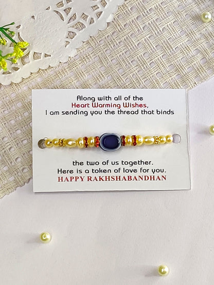 The Magic Wand Trendy Evil Eye Beaded Rakhi - Blue