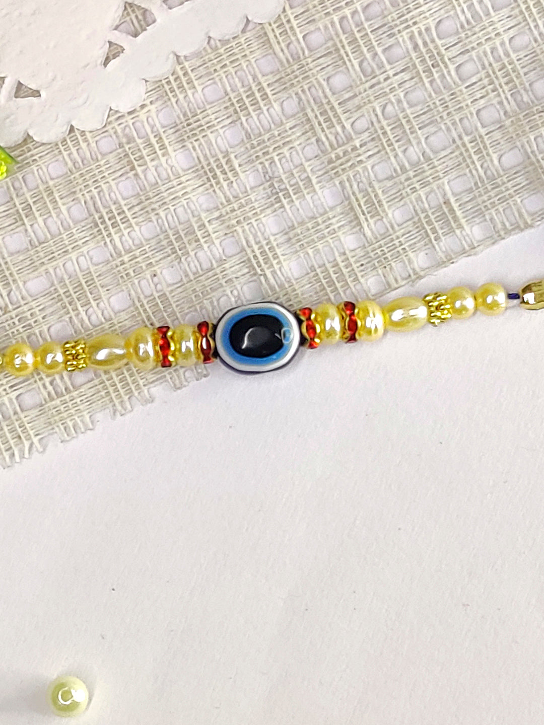 The Magic Wand Trendy Evil Eye Beaded Rakhi - Blue
