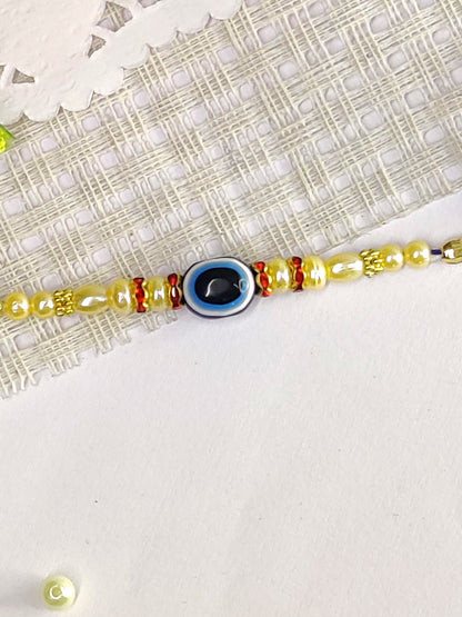 The Magic Wand Trendy Evil Eye Beaded Rakhi - Blue