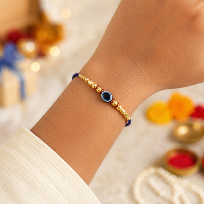 The Magic Wand Trendy Evil Eye Beaded Rakhi - Blue
