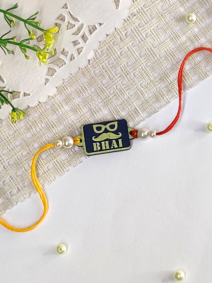 The Magic Wand Quirky Mustache Wooden Rakhi - Black