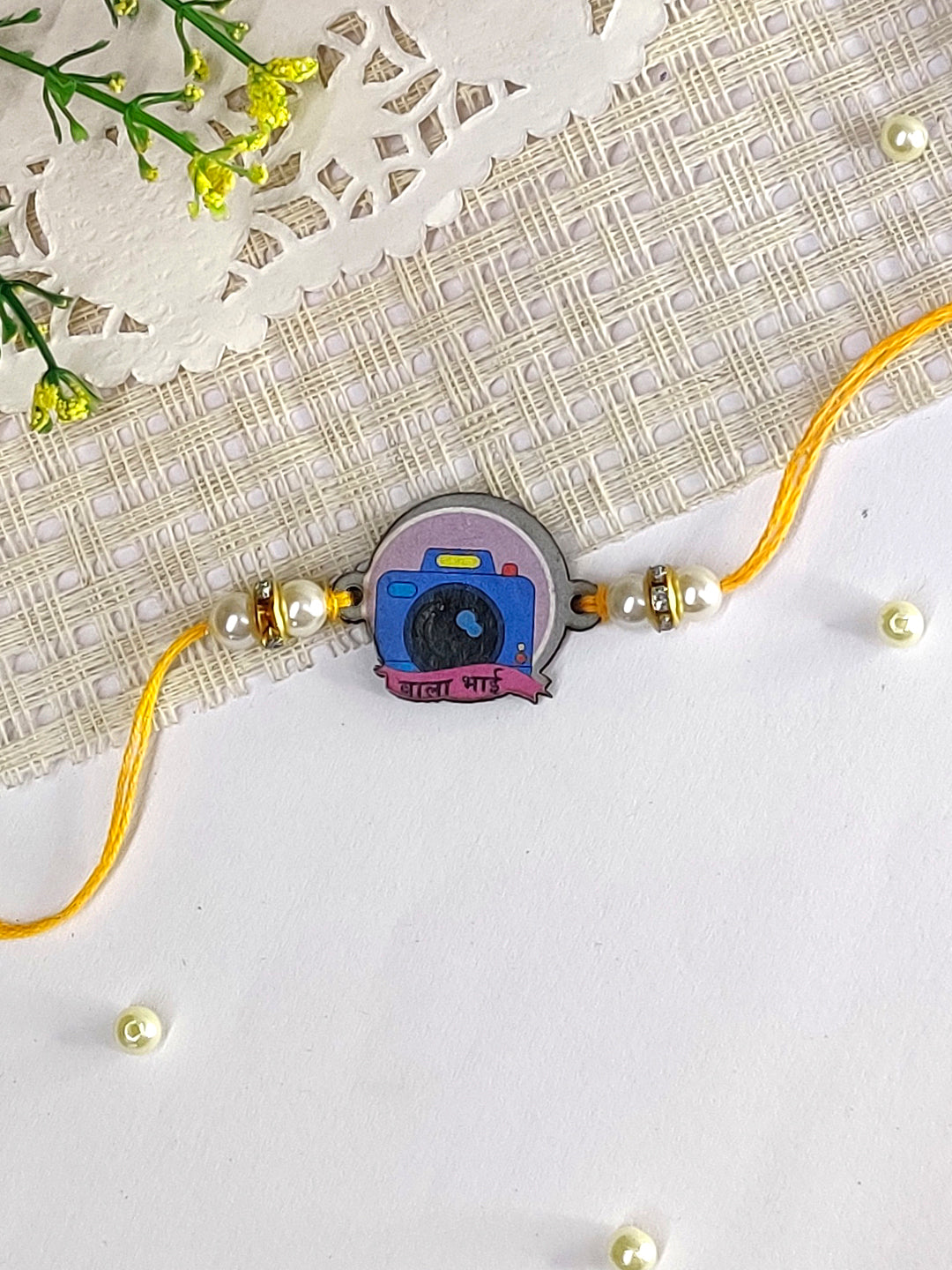The Magic Wand Cute Camera Wala Bhai Printed Rakhi - White