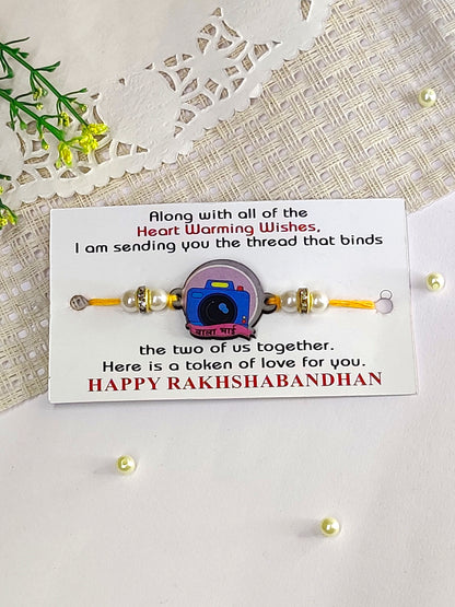 The Magic Wand Cute Camera Wala Bhai Printed Rakhi - White