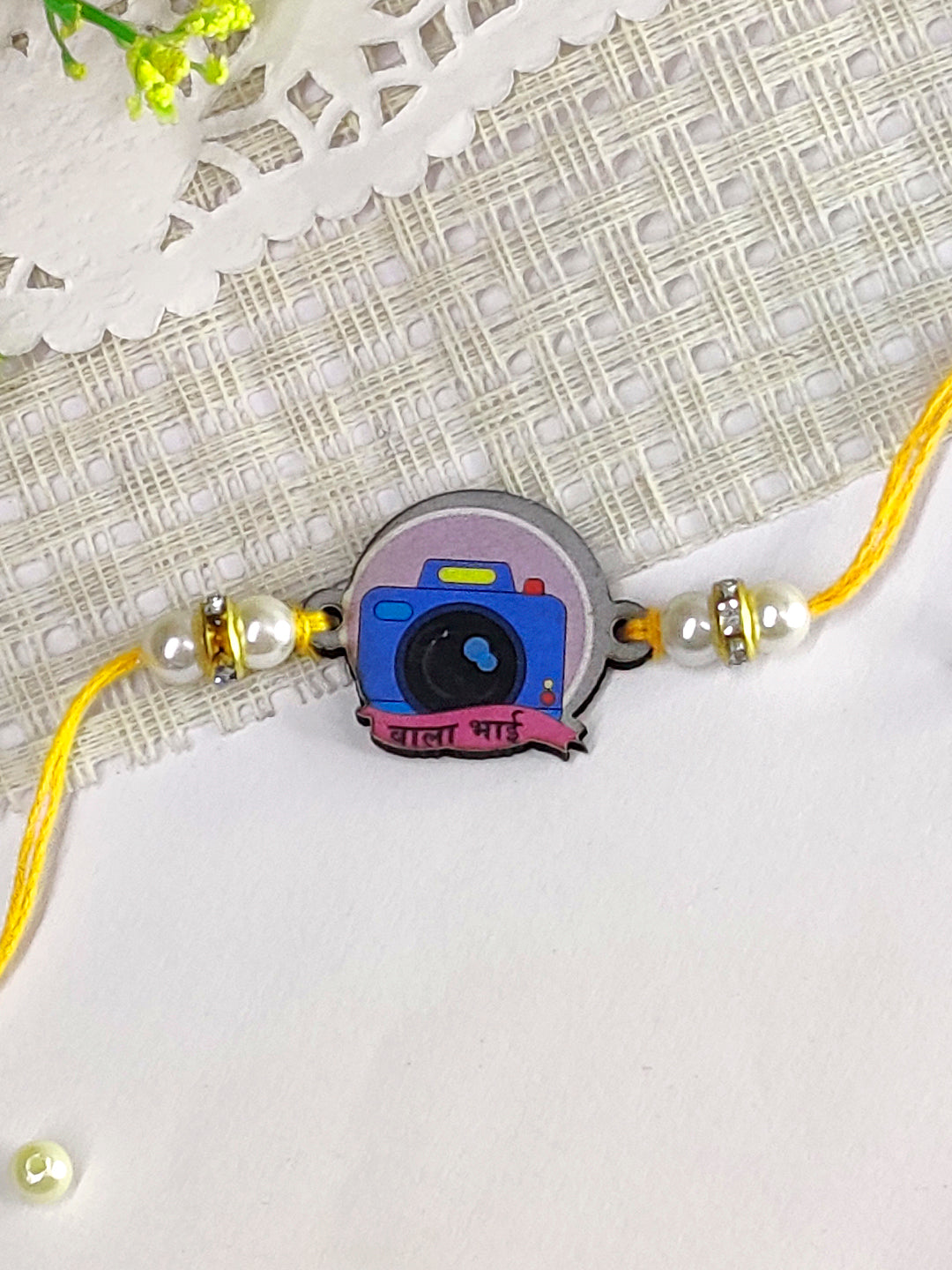 The Magic Wand Cute Camera Wala Bhai Printed Rakhi - White