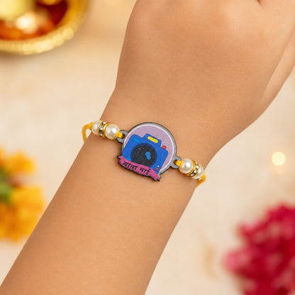 The Magic Wand Cute Camera Wala Bhai Printed Rakhi - White