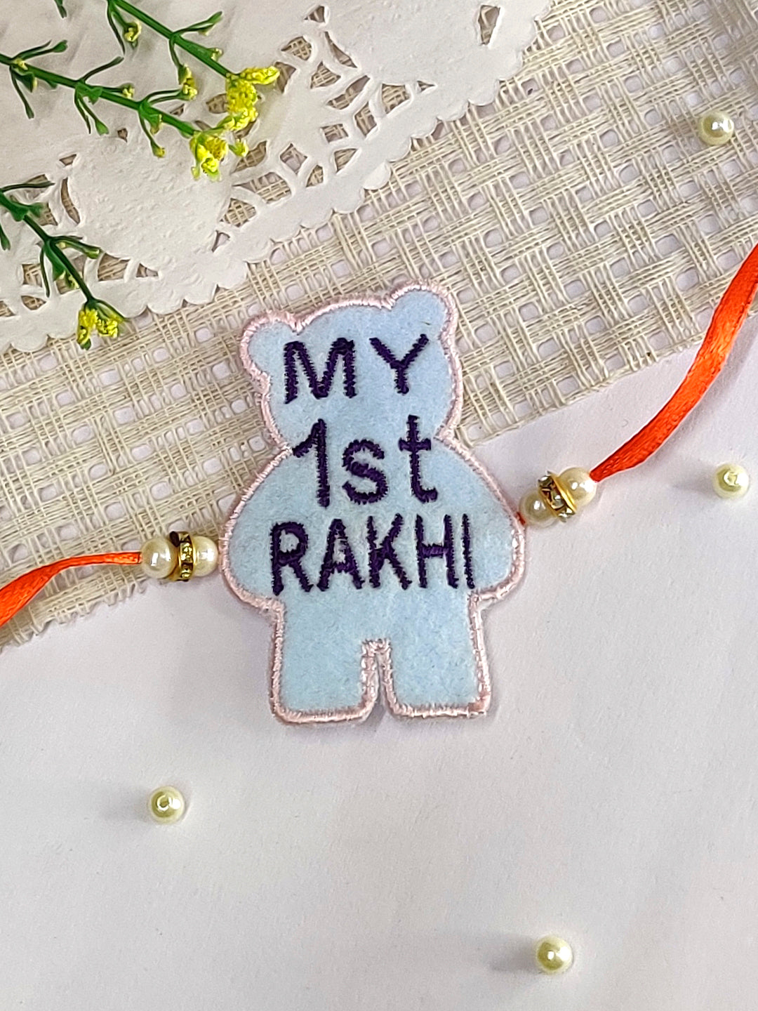 The Magic Wand Teddy Bear Applique My First Rakhi -Blue