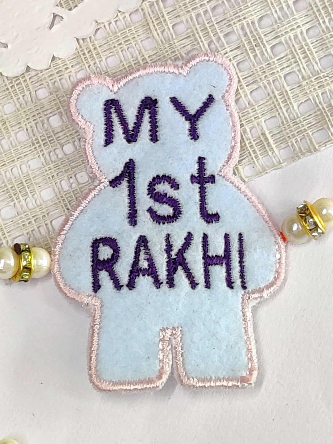 The Magic Wand Teddy Bear Applique My First Rakhi -Blue