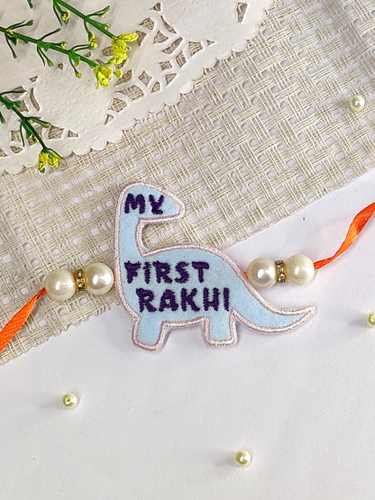The Magic Wand Dinosaur Applique My First Rakhi -Blue