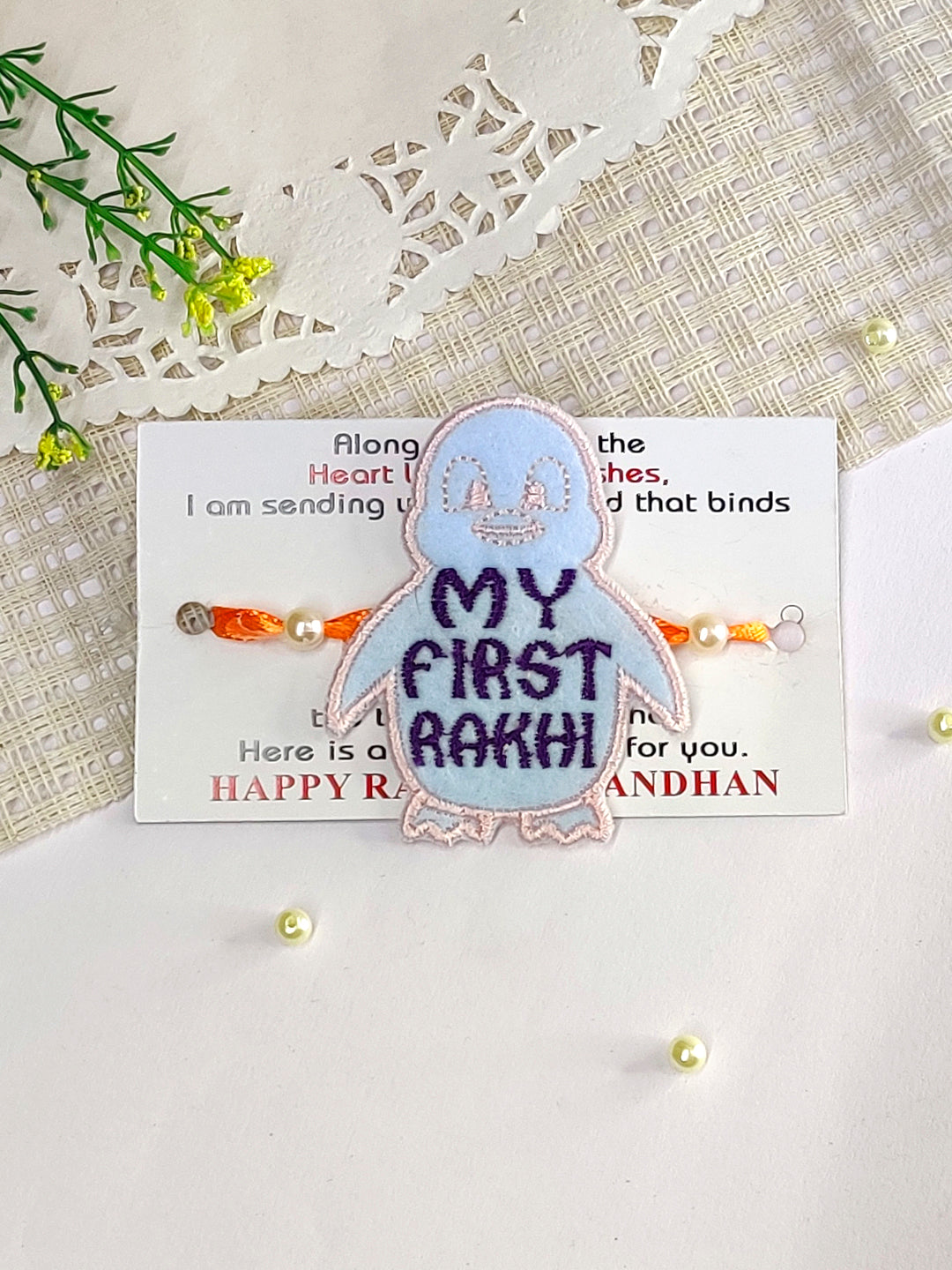 The Magic Wand Penguin Applique My First Rakhi -Blue
