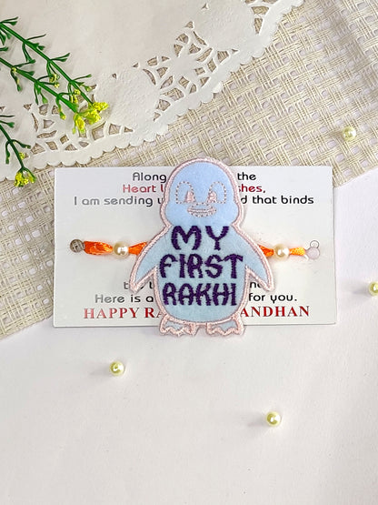 The Magic Wand Penguin Applique My First Rakhi -Blue