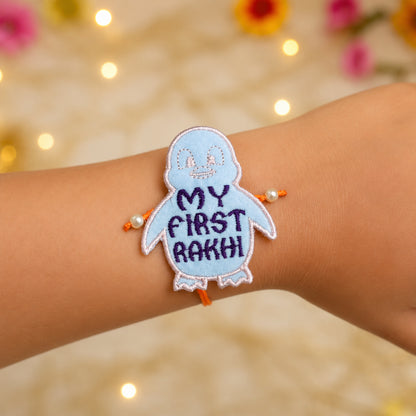 The Magic Wand Penguin Applique My First Rakhi -Blue