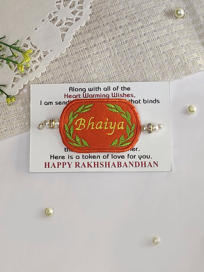 The Magic Wand Sweet Bhaiya Embroidered Rakhi With Pearl For Kids - Rust