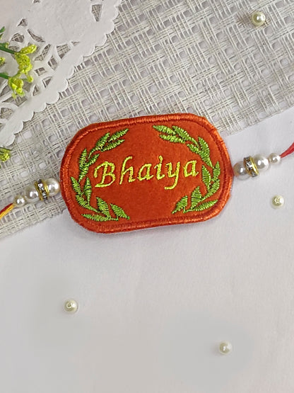 The Magic Wand Sweet Bhaiya Embroidered Rakhi With Pearl For Kids - Rust