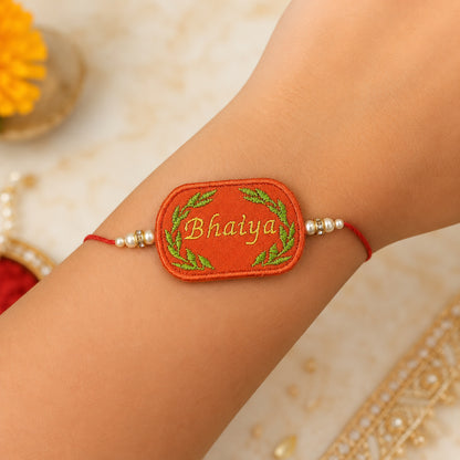 The Magic Wand Sweet Bhaiya Embroidered Rakhi With Pearl For Kids - Rust