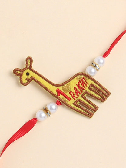 The Magic Wand Trendy Girraf Applique My First Rakhi -Yellow