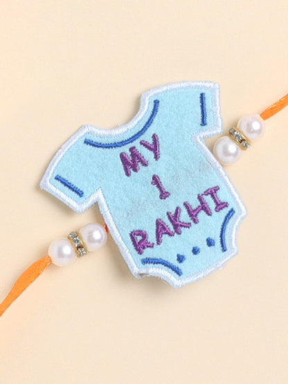 The Magic Wand Trendy Body Suit Applique My First Rakhi - Blue