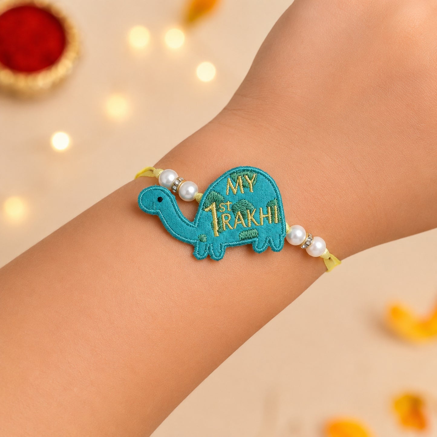 The Magic Wand Trendy My First Rakhi Tortoise Applique Rakhi For Kids-Blue