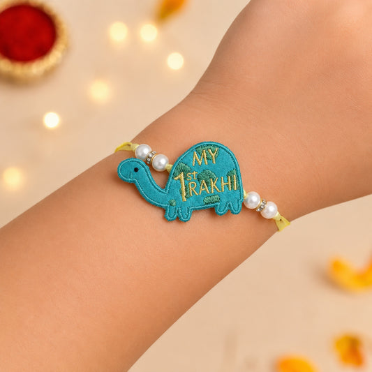 The Magic Wand Trendy My First Rakhi Tortoise Applique Rakhi For Kids-Blue
