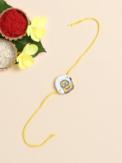 The Magic Wand Trendy Minion Hand Painted Wooden Rakhi -Yellow