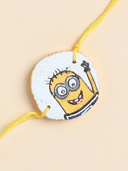 The Magic Wand Trendy Minion Hand Painted Wooden Rakhi -Yellow