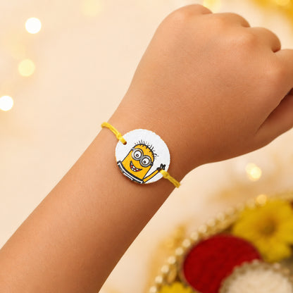 The Magic Wand Trendy Minion Hand Painted Wooden Rakhi -Yellow